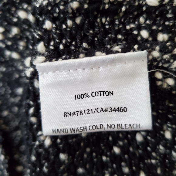 EILEEN FISHER M Tweed Knit LS Sweater Black White Italian Cotton Yarn Casual - Picture 11 of 13